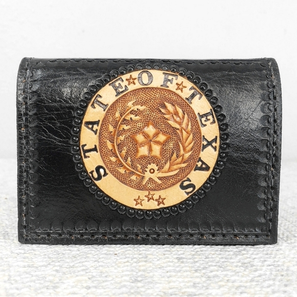State Of Texas Embossed Handcrafted Leather Cred Pack Wallet